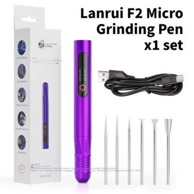 Lanrui F2 Micro Grinding Pen, a specialized tool for precision tasks like phone repair.It features 3-speed adjustment with a maximum speed of 20,000 RPM for efficient grinding and polishing.The set includes a rechargeable grinding pen and multiple interchangeable grinding heads for various applications