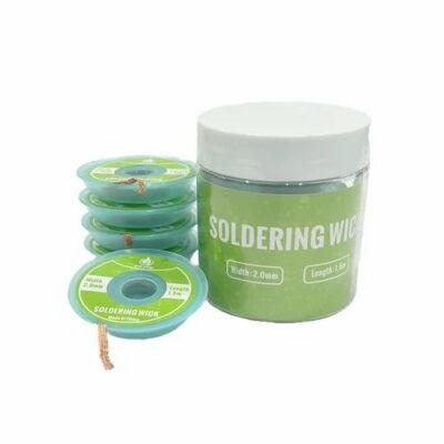 One-Stop desoldering wick features a 2.0 mm width and 1.5 m length, designed to efficiently remove excess solder from electronic components