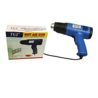 TGF ML-052 hot air gun, typically featuring a 1200-1500 Watt power rating and dual temperature settings.It is designed for tasks like paint stripping, shrink wrapping, and thawing frozen pipes.The tool operates on a 220V electric power source.Prices for this model range approximately from ₹350 to ₹800 depending on the vendor.