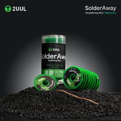 2UUL DW11 SolderAway Desoldering Wick.Each roll is 1.5 meters in length with a width of 2.0 mm.This fluorine-free wick is designed to remove solder efficiently while reducing heat damage to circuit boards.