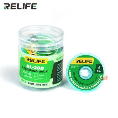 This is a Relife RL-20B soldering wick designed for efficient solder removal in electronic repairs.The wick features a 1.5mm width and is 1.5 meters in length.